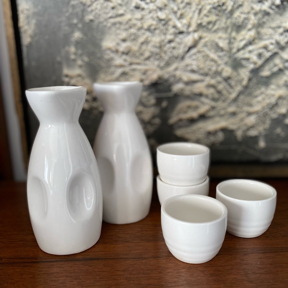 SOLD!! White Porcelain Japanese Sake Set